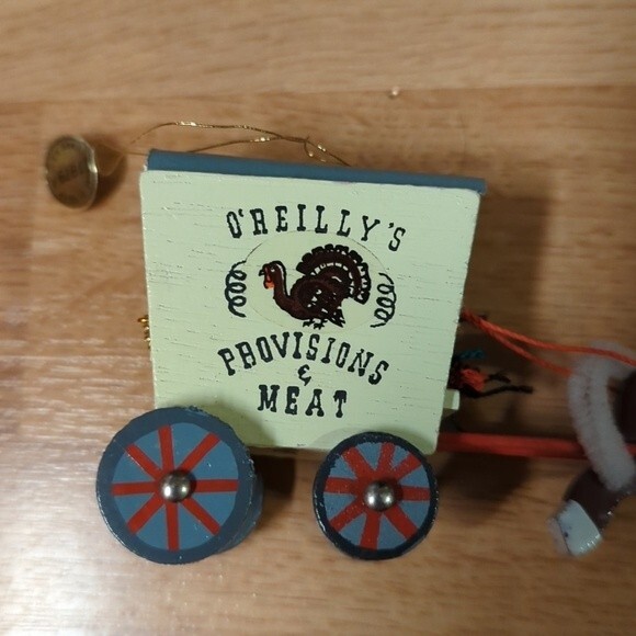 Kurt Adler O'Reilly's Provisions & Meat Wagon Wood Christmas Ornament 1979 - Picture 8 of 9